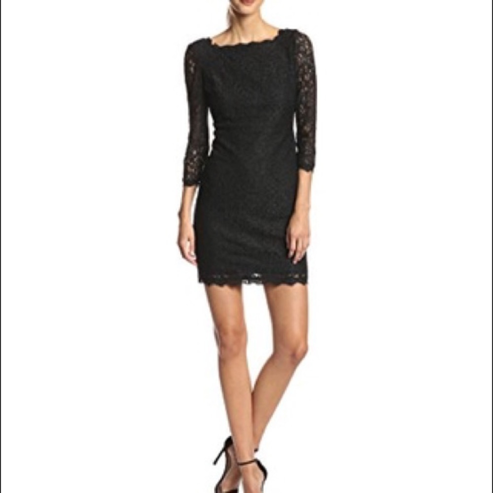 Adrianna Papell black long sleeve lace dress